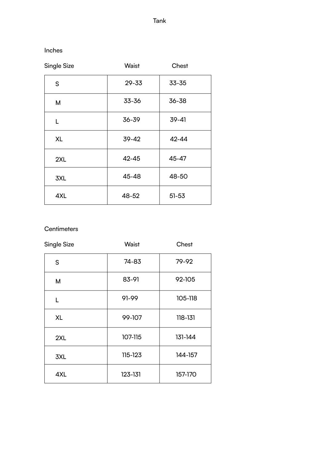 Size guide